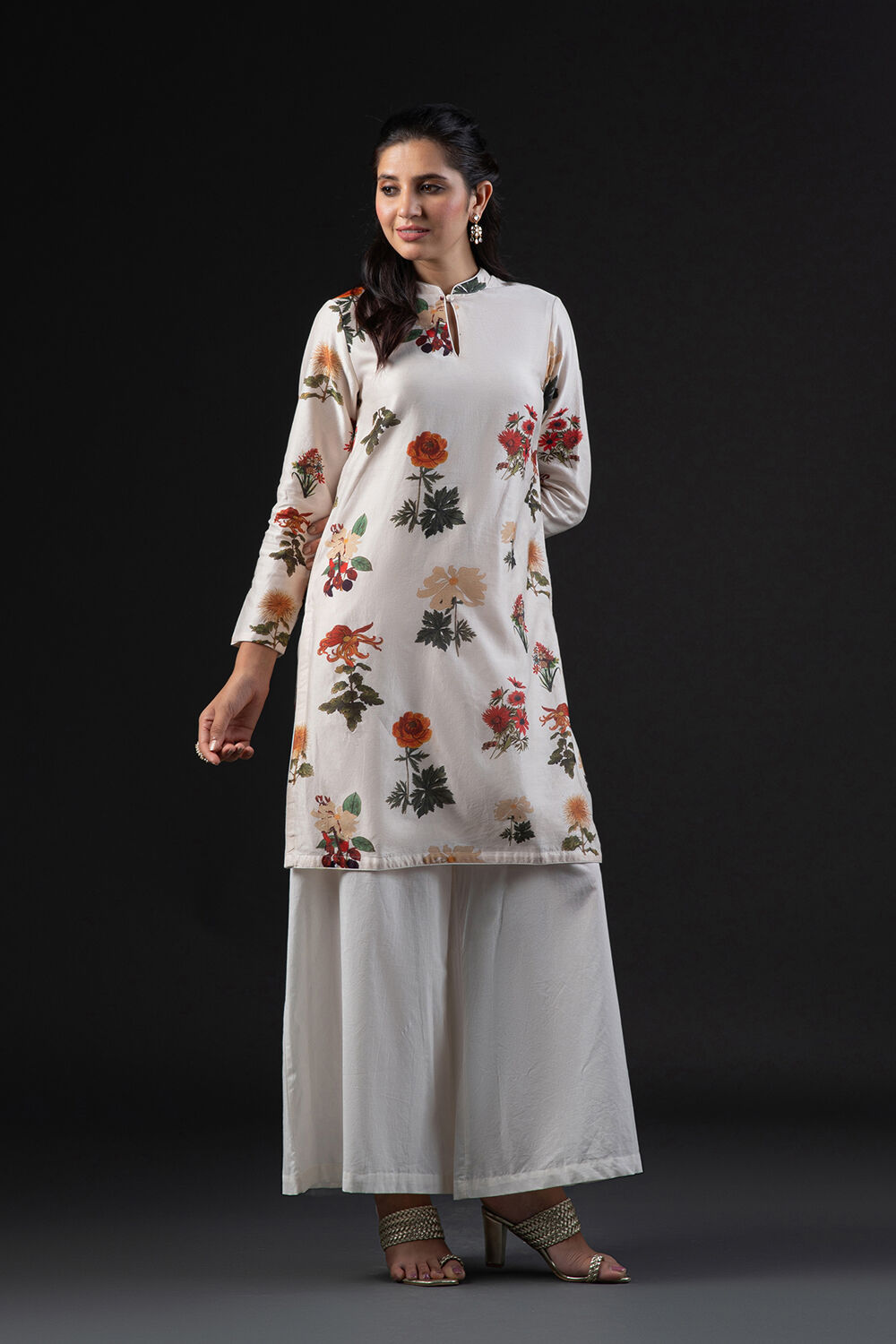Rohit Bal Off White Cotton Silk Straight Printed Kurta Set image number 6