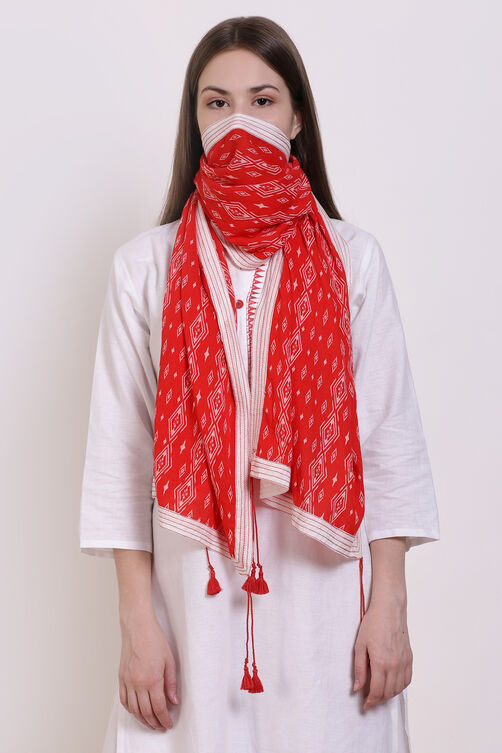 Red Cotton Printed Scarf image number 0