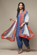 Blue Cotton Straight Kurta Cross Yoke Salwar Suit Set