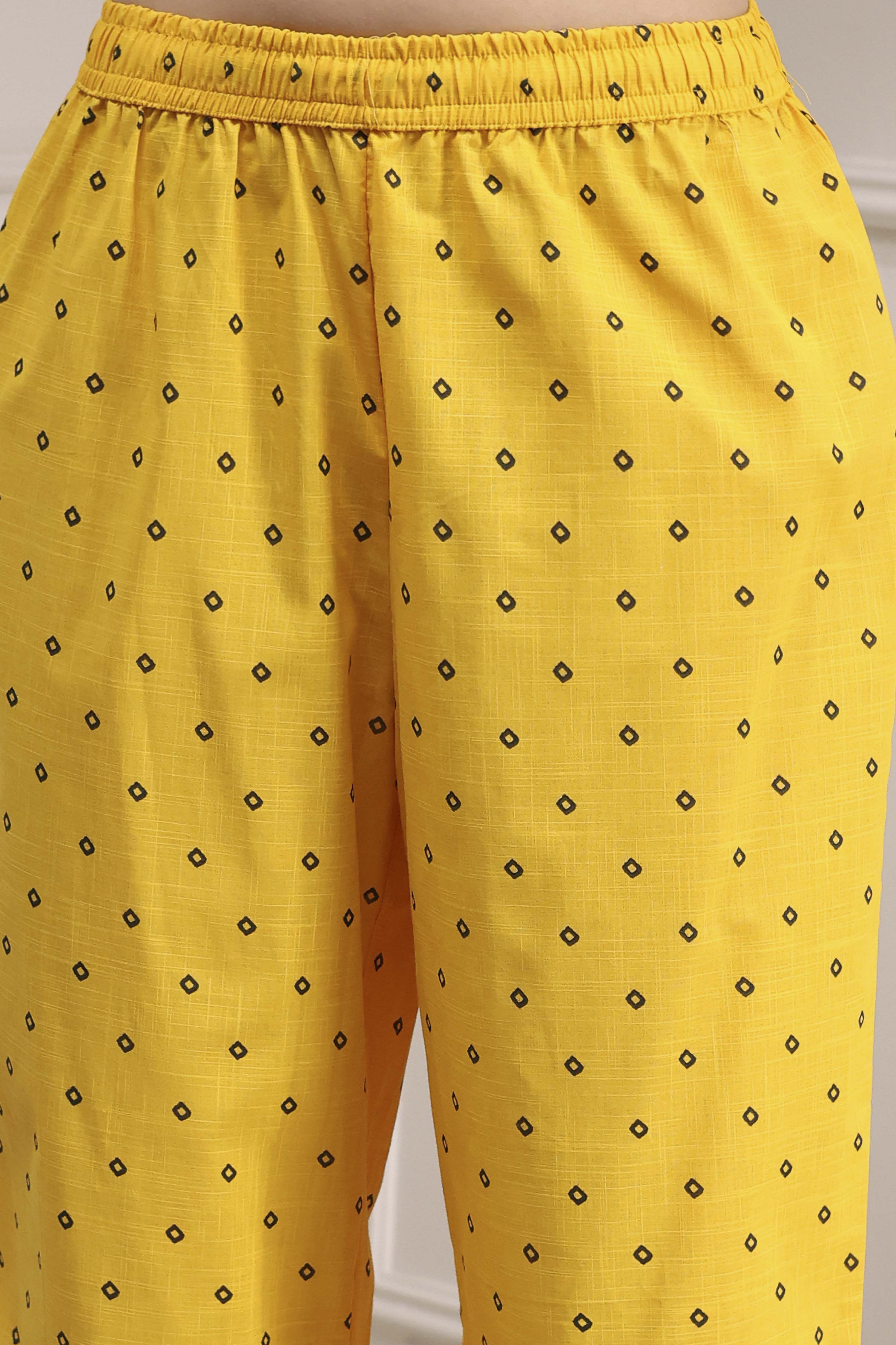 Beige Cotton Printed A-Line Suit Set image number 2