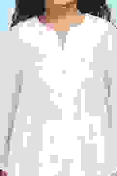 White Poly Chanderi Solid A-Line Suit Set image number 1