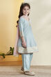 Blue Yarndyed Sequined Kalidar Kurta Set image number 4