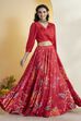 Red Viscose Rayon Front Open Lehenga Set image number 7