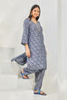 Navy Poly Viscose Straight Printed 2 Piece Set image number 0