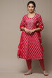 Pink Cotton Hand Block Print Unstitched Suit Set image number 1