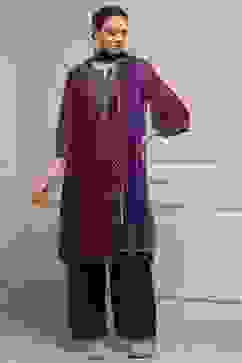 Purple Poly Georgette Printed Straight Suit Set image number 5