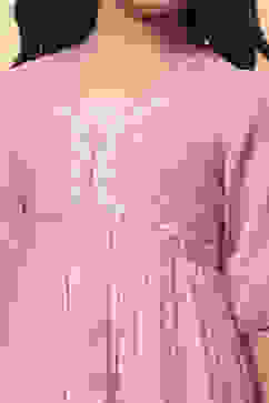 Pink Chiffon Printed Gathered Festive Flared Suit Set image number 1