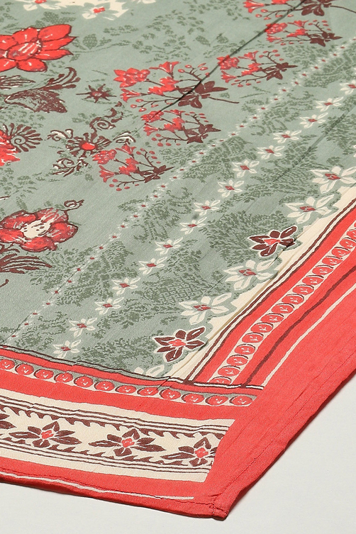 Sage Green Cotton Anarkali Kurta Palazzo Suit Set image number 3