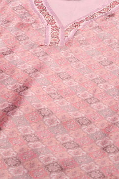 Pink Cotton Digital Print Unstitched Suit Set image number 2