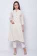 Natural Cotton Flax Straight Solid Kurta image number 2