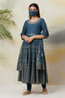 Lime Green Cotton Anarkali Kurta Churidar Suit Set image number 4