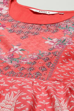 Coral Cotton Anarkali Suit Set image number 1