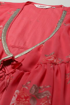Pink Polyester Gathered Kurta Sharara Suit Set image number 1