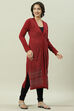 Maroon Acrylic Straight Yarndyed Kurta