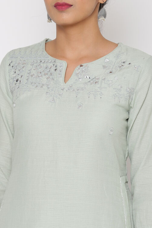 Mint Green Cotton Straight Kurta image number 1