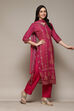 Dark Pink Cotton Blend Digital Print Unstitched Suit Set image number 7