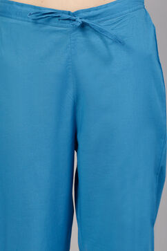 Blue Cotton Straight Suit Set image number 2