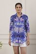 Blue Cotton Floral Printed Shirt image number 5