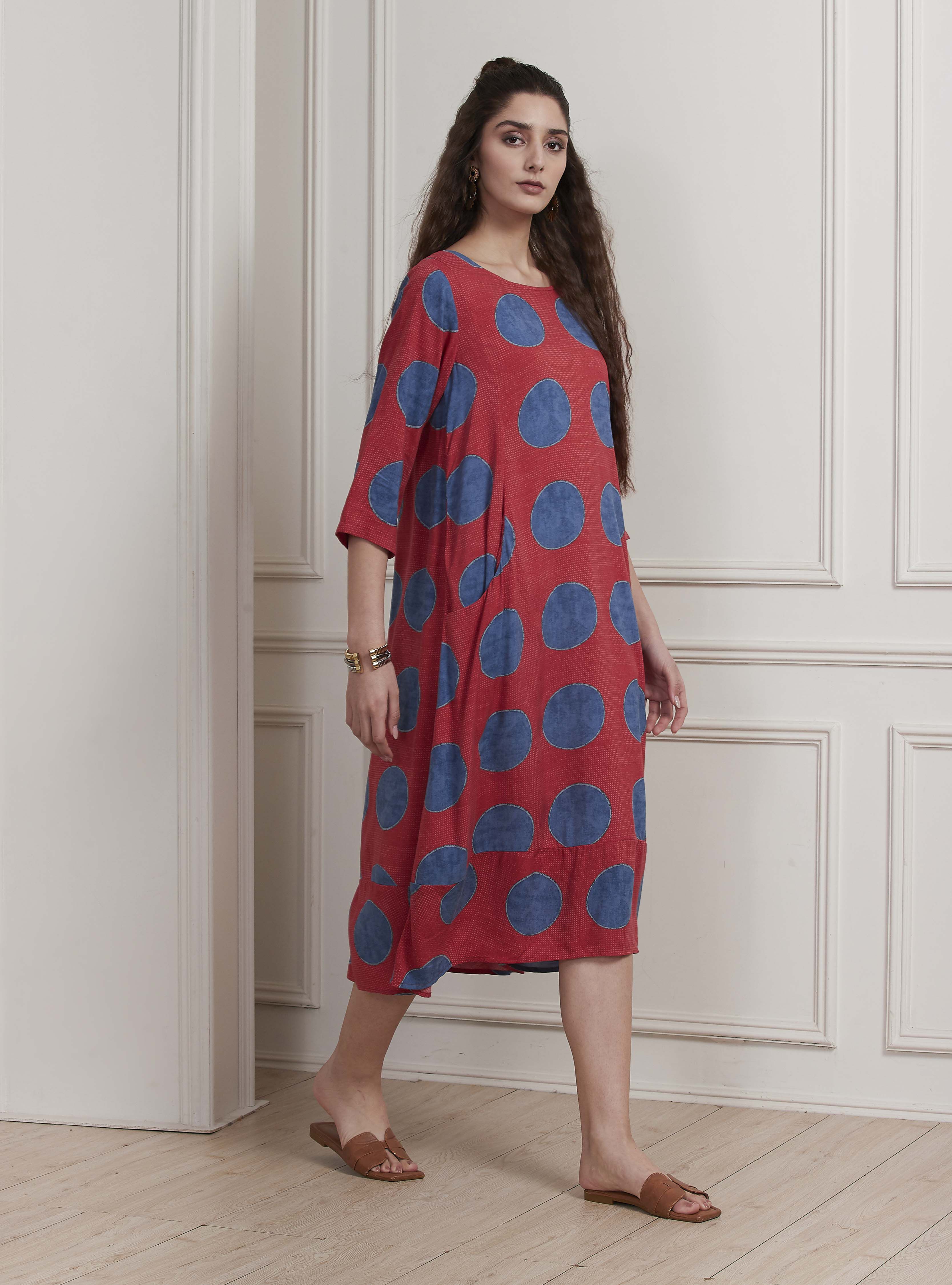 Mustard Yellow Printed A-Line Dress image number 4