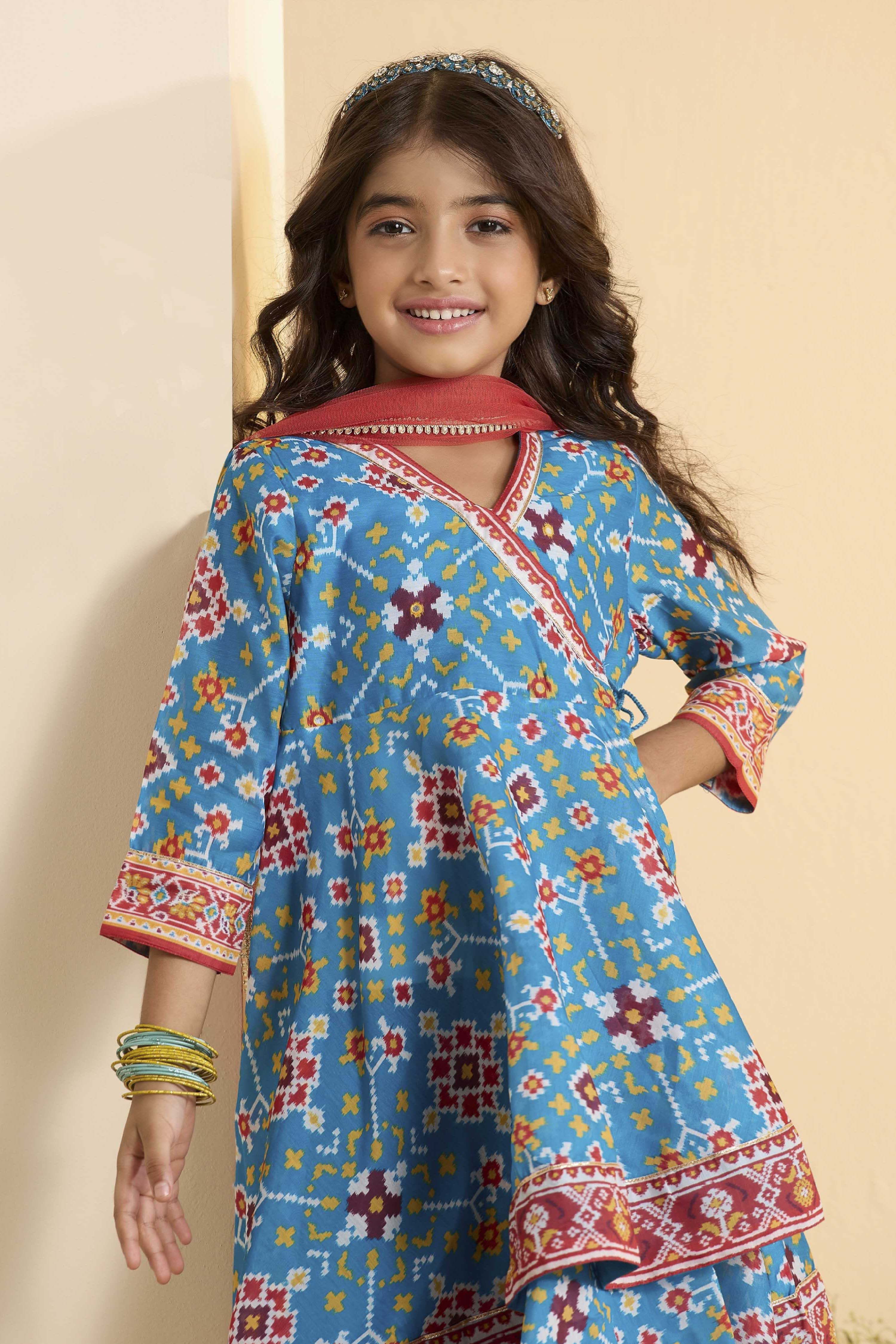 Teal Polyester Anarkali Suit Set image number 1