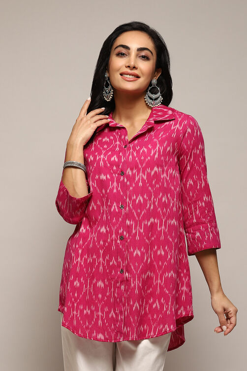 Fuchsia Ikat Straight Yarndyed Shirt image number 5