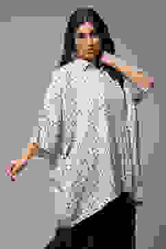 Chambery Blue LIVA Blend Straight Printed Top image number 4