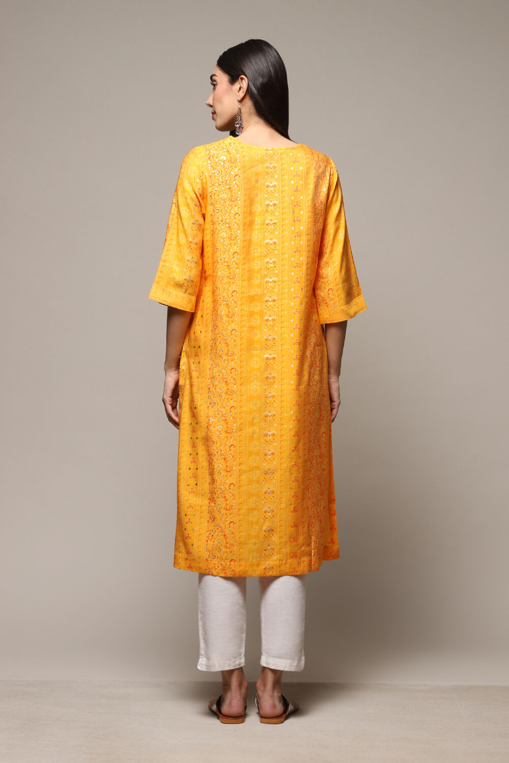 Brown Poly Viscose Straight Printed Kurta image number 4