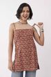 Rust Cotton Printed A Line Short Kurti image number 5