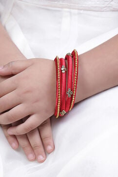 Red Plastic & Thread Bangles image number 3