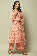 Peach Cotton A-Line Kurta Palazzo Suit Set image number 8