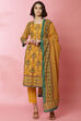 Sage Green Cotton Straight Kurta Slim Pant Suit Set image number 6
