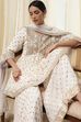 Ivory Georgette Embroidered Peplum Suit Set image number 9
