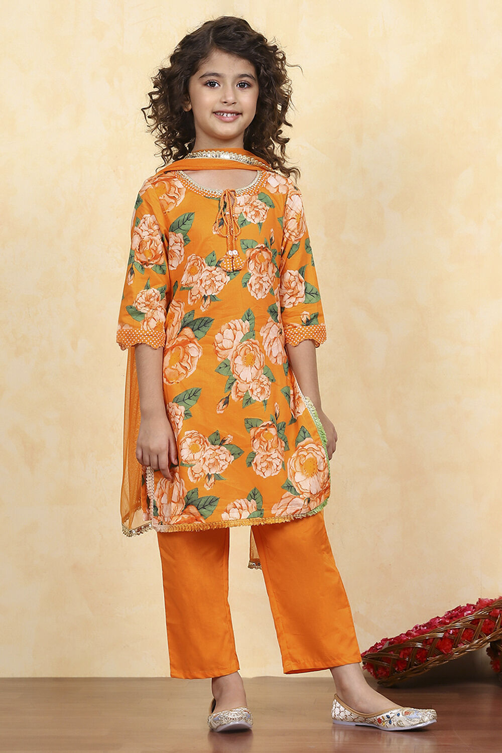 Blue Cotton Straight Printed Suit Set image number 5