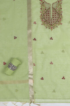 Pista Green Silk Blend Hand Embroidered Unstitched Suit Set image number 1