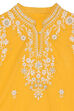 Yellow Cotton Embroidered Straight Kurta Set image number 1