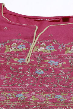 Pink Art Silk Printed Tunic And Leggings Set image number 1