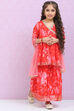 Coral Red Cotton Straight  Kurta Palazzo Suit Set image number 0