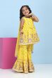 Yellow Cotton Printed Peplum Suit Set image number 5