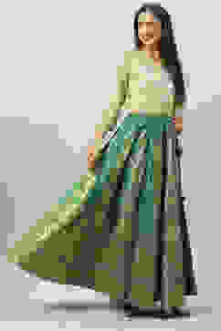 Green Art Silk Skirt image number 5