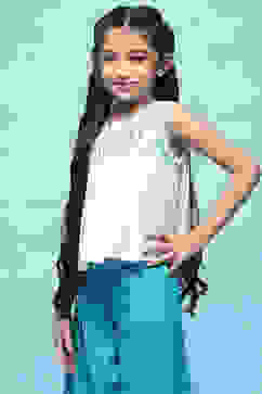 White Cotton Top With Contrast Colored Embroidery  image number 5