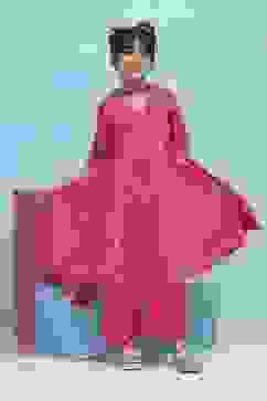 Pink Cotton Printed Anarkali Suit Set image number 6