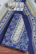 Royal Blue Cotton Screen Print Unstitched Suit Set image number 0