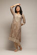 Grey Polyester Straight Yarndyed Kurta