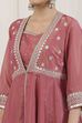 Pink Poly Tissue Anarkali Suit Set image number 1