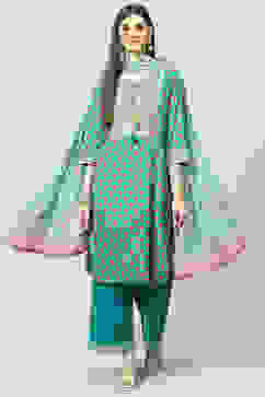 Teal Cotton Straight Kurta Palazzo Suit Set image number 6
