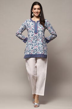 Blue Polyester Straight Kurti image number 0