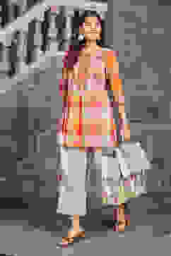 Orange Cotton Straight Suit Set image number 0