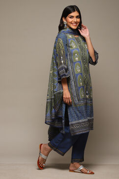 Indigo Rayon Straight Kurta Palazzo Suit Set image number 6