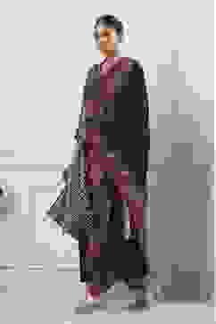 Black Cotton Printed Straight Suit Set image number 4