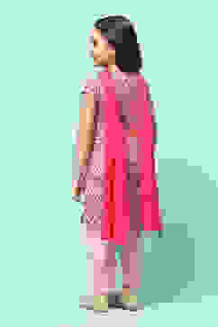 Pink Cotton Straight Printed Kurta Salwar Suit Set image number 5